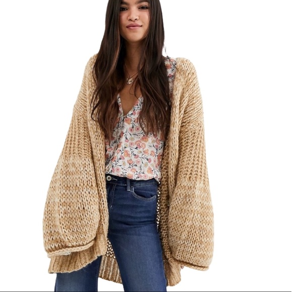 FREE PEOPLE Home Town Balloon Sleeve Cardigan M - Picture 4 of 16